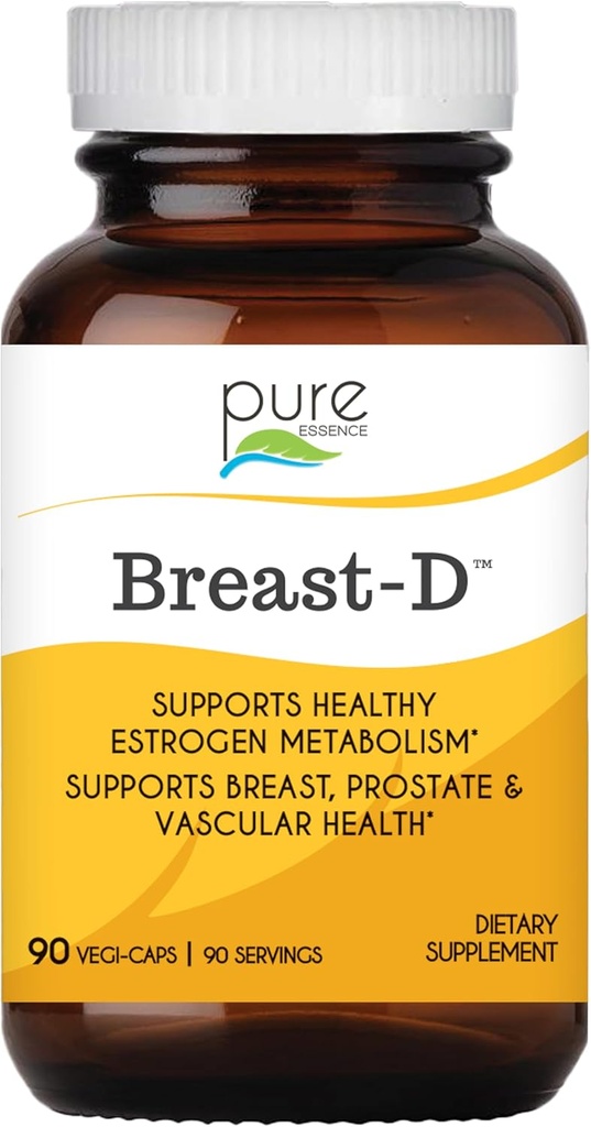 Breast D por Esencia Pura - Suplemento Natural para Equilibrio de Estrógeno, Acné Hormonal y Apoyo a la Menopausia con Vitamina D3, Calcio, Té Verde & Lycopene - 90 cápsulas