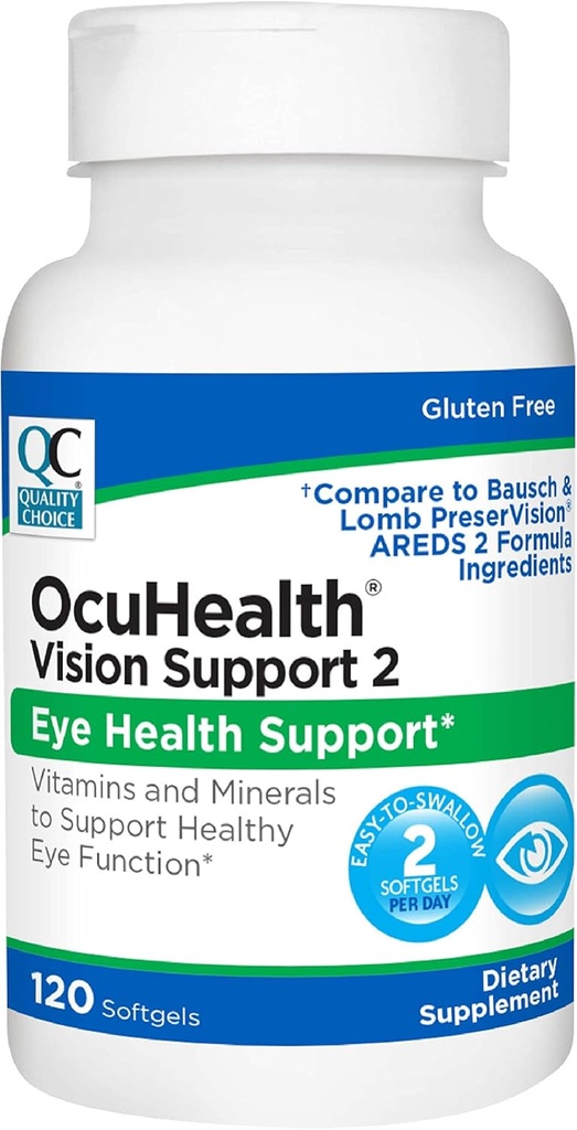 Calidad Escoge Ocuhealth, Salud Ocular Visión Soporte 2 Vitamina &amp; Suplemento Mineral Softgels, 120 Botellas Cuenta