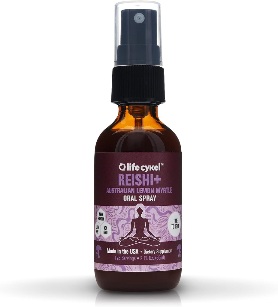 VIDA CYKEL Reishi Mushroom Oral Spray con Myrtle Lemon - Durmiente, Relajación - Immune System Support, Antioxidantes, Vitamina C, No GMO, Vegan, Gluten Free, Made in The US, 1 oz