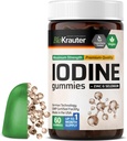 BIO KRAUTER Iodine Gummies - 60 Chews Vegan - 250 mcg Iodide de potasio - Suplemento de yodo con Zink de Selenium - Apple Flavor, Pectin-Based Chews