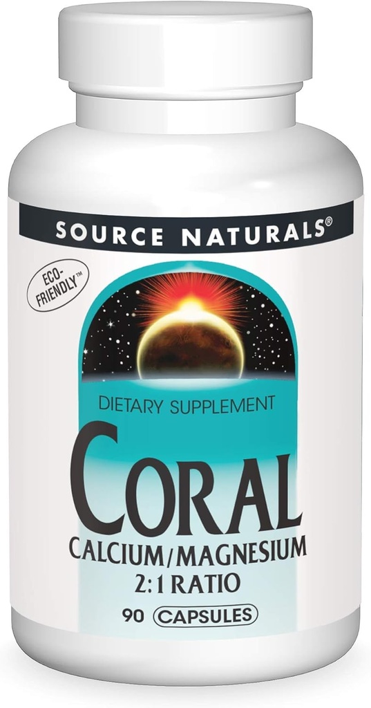 Fuente Naturales Coral Calcio con cápsulas de magnesio, 90 cápsulas