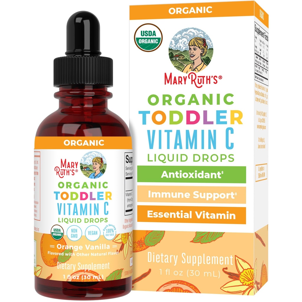 MaryRuth Organics Toddler Vitamina C Drops ← USDA Organic Vitamin C Liquid Drops for Toddler Silencio Edades 1-3 Años ← Vitamin for Immune Support &amp; Global Health ← Vegan ← Non-GMO TEN Gluten Free ← 30 Servings