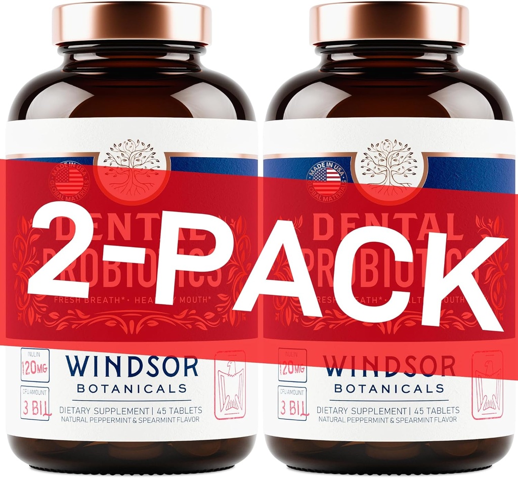 Probióticos orales para dientes y gomas - 3BN CFU Lactobacillus Salivarius, Paracasei, K12 Pro B, Probióticos dentales inulinos para el tratamiento de la respiración mala, Gum Health - 90 Mejores tabletas de menta oral probiótica