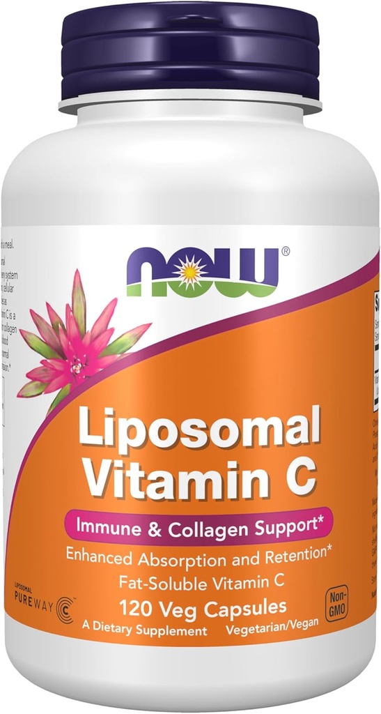 NOW Supplements, Liposomal Vitamin C, Immune & Collagen Support, 120 Veg Capsules