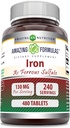 Fórmulas increíbles Hierro como Ferrous Sulfate Suplemento TEN 65 Mg TENIDO Tablets ← No-GMO TEN Gluten Free TEN Made in USA (480 Conde)