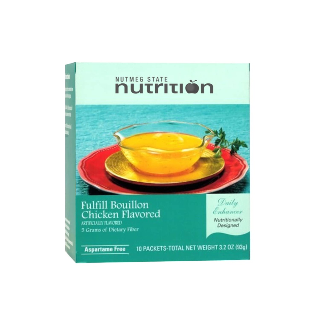 Nutmeg State Nutrition – Fulfill High Fiber Soup Mix, Low Calorie, Fat Free, Naturally Flavored, Ideal Protein Compatible, Aspartame Free, 10 Servings Por Box (Chicken Bouillon)
