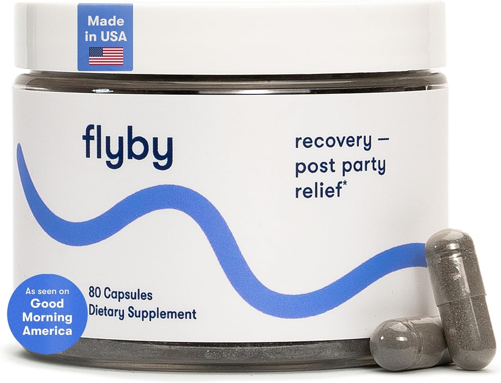 Suplemento de recuperación de Flyby - Todo el Colgante, Sin El Cambio!TM - con esteto de leche, vitamina C, carbón activado, y vinagre de la sidra de Apple - Pre " Post Drinking Formula (80 Conde)