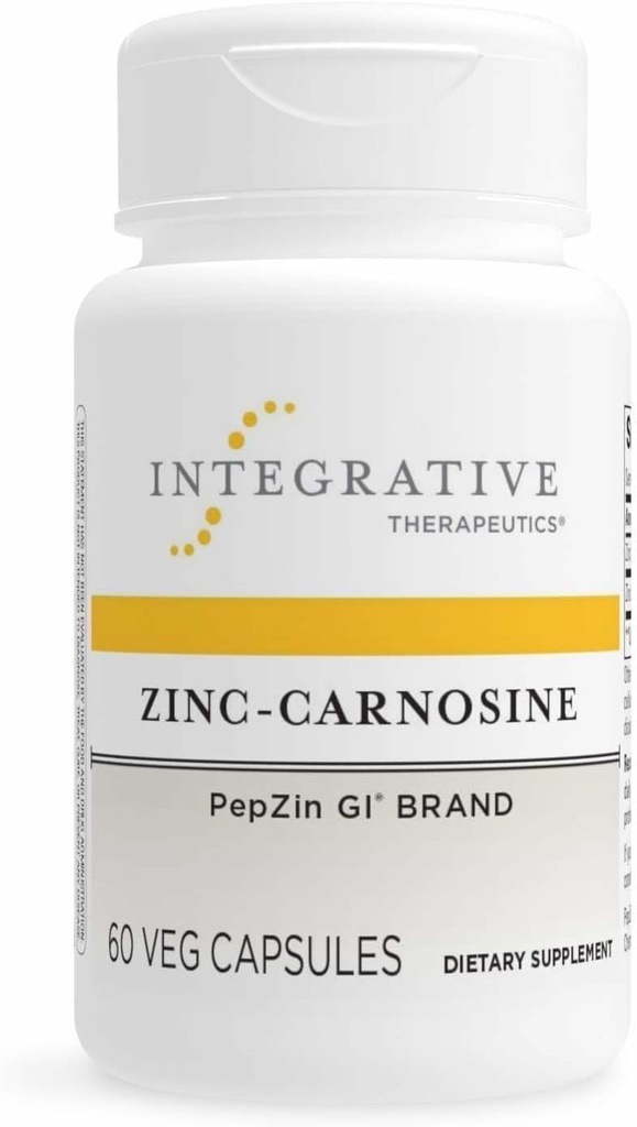 Terapéutica Integrativa Zinc-Carnosine - Digestive & Gut Health Support* - GI Tract Supplement - Vegan, Gluten-Free &amp; Dairy-Free - 60 cápsulas (60 piezas)