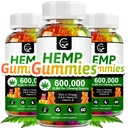 (3 Pack) High Potency Hemp Gummies 600,000 Extra Strength - Stress, Sleep, Mood, Calming, Focus, Relax Supplements, 100% Natural Hemp Oil Extract Infused Gummies, Vegan, Non-GMO, Gluten-Free