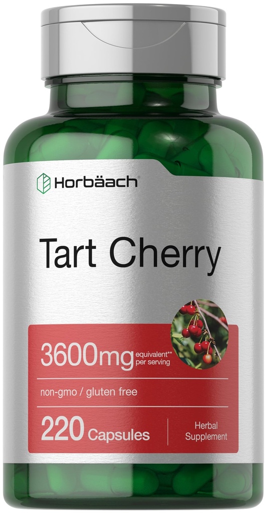 Horbäach Tart Cherry Extract Capsules Silencio 3600mg Silencio 220 Pills Silencio Non-GMO, Gluten Free ← Tradicional Herbal Suplemento