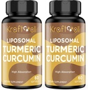 Liposomal Turmeric Curcumin 2200 mg con Black Pepper para la absorción mejorada y soporte conjunto, 60 softgels (2 Botellas)