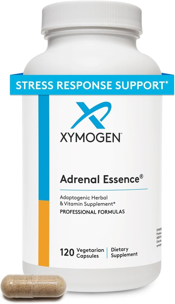 XYMOGEN Adrenal Essence - Soporte Adrenal con hierbas adaptogénicas (Cordyceps, Rhodiola Extract, Ginseng) + B Vitaminas - Ayuda a apoyar los niveles de energía saludable y la función de inmunológico saludable (120 cápsulas)