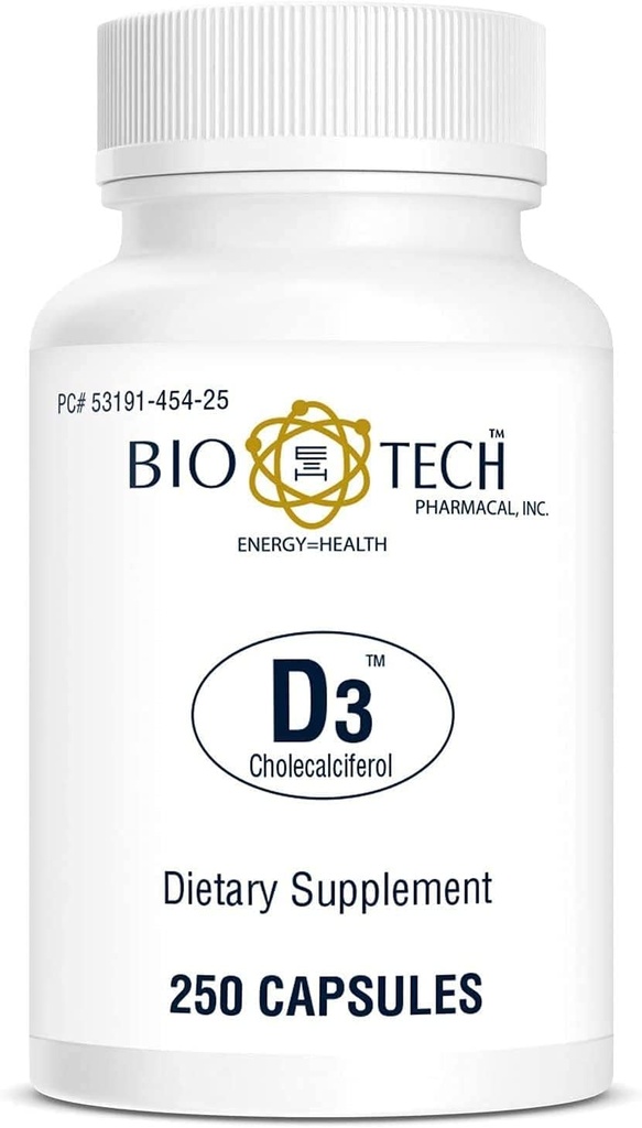 Bio-Tech Pharmacal Vitamina D3 (D3 1k UI, 250 Cuenta)