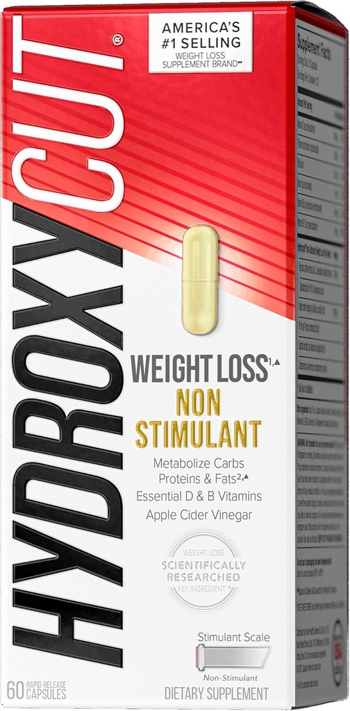 Hydroxycut Pro Clinical Non-Stimulant Weight Loss Suplemento con Apple Sider Vinegar, 60 cápsulas