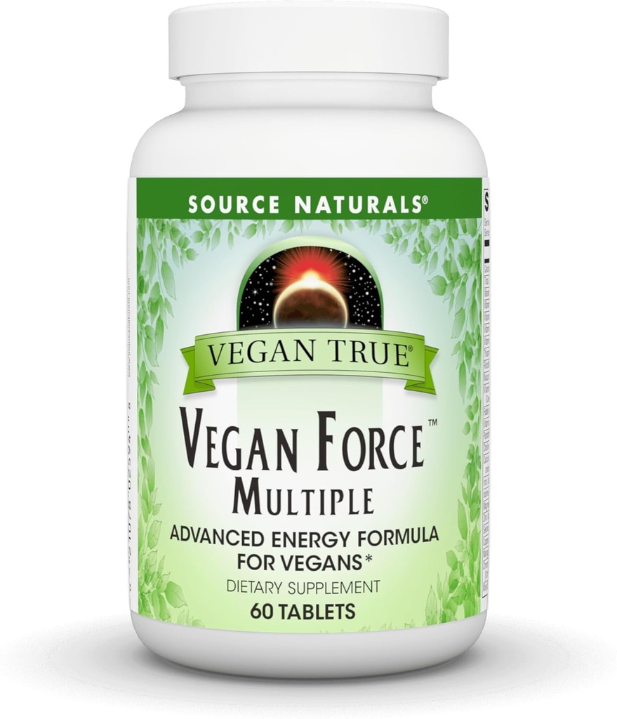 Fuente Naturales Vegan True, Fuerza Vegana Múltiples, Advanced Energy Formula for Vegans* - 60 Tablets