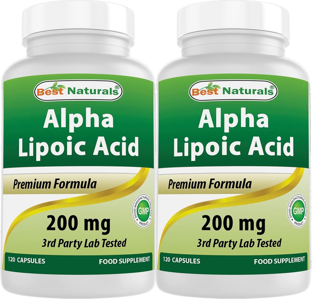 Mejores Naturales Ácido Lipoico alfa 200 Mg 120 Capsules (120 Cuenta (Pack of 2))