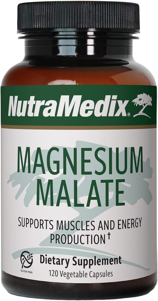 NutraMedix Magnesium Malate - Bone Health, Joint & Muscle Support - Ausorción mejorada - Energy Support Supplement - May Help Vitamin D Absorption (120 Vegetarian Capsules)