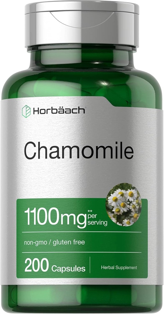 Extracto de flores de manzanilla de horbäach ¦ 200 Pills ← 1100mg Capsules ¦ Non-GMO, Gluten Free Supplement