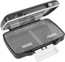 EZY DOSE Moisture-Proof Pill Case, Planner de Medicina, Caja de Organizador de Vitaminas, Travel-Friendly, Latch-Closure to Secure Contents, 4 Compartimientos Individuales de Múltiples Tamaños con sello de la vista, Pequeño, Negro