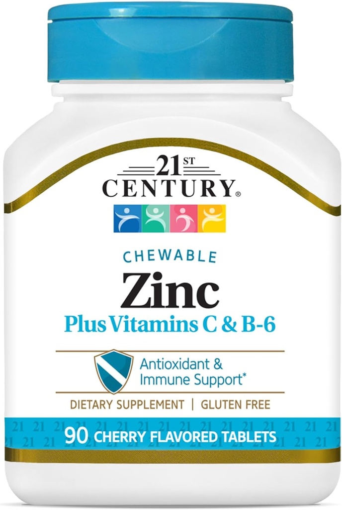 21st Century Zinc Chewable Withc &amp; B6 - Cereza, 90 Cuenta