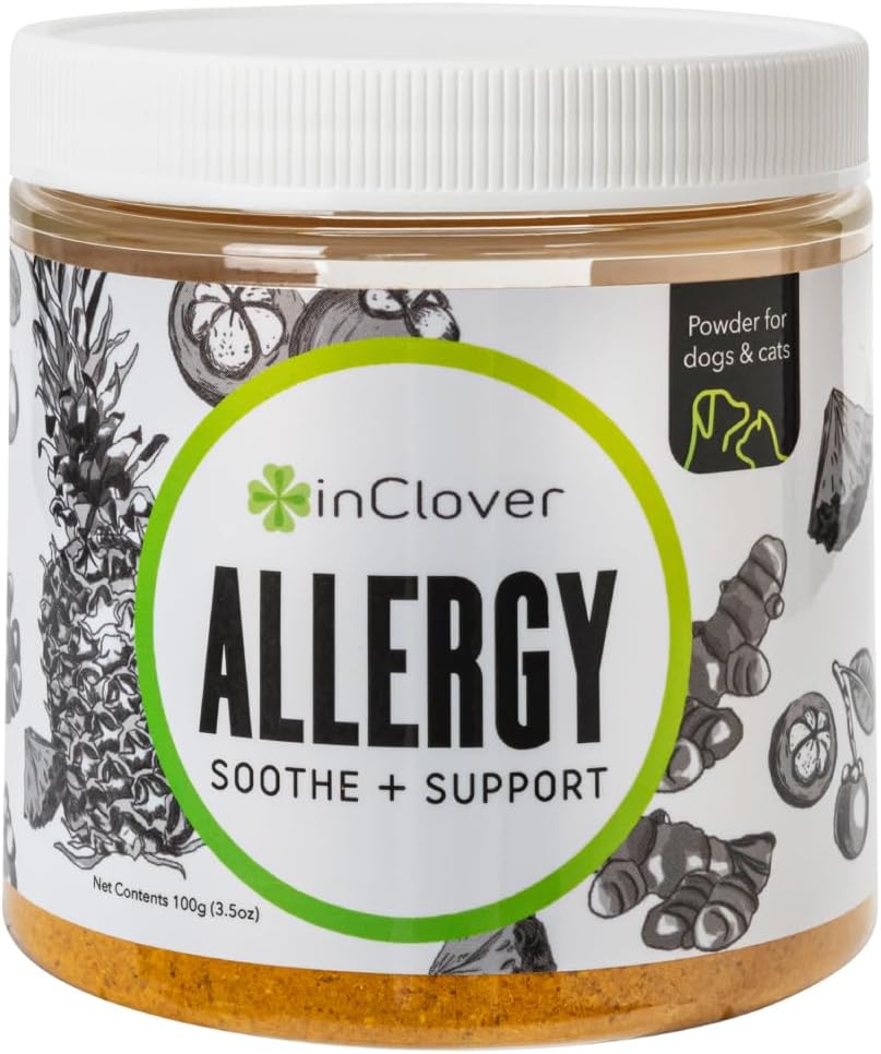 En Clover Natural Dog Allergy Relief Suplemento con Turmeric - BioResiliant Treat Powder Suplemento para perros con alergias estacionales, Mangosteen ayuda a mantener niveles de histamina
