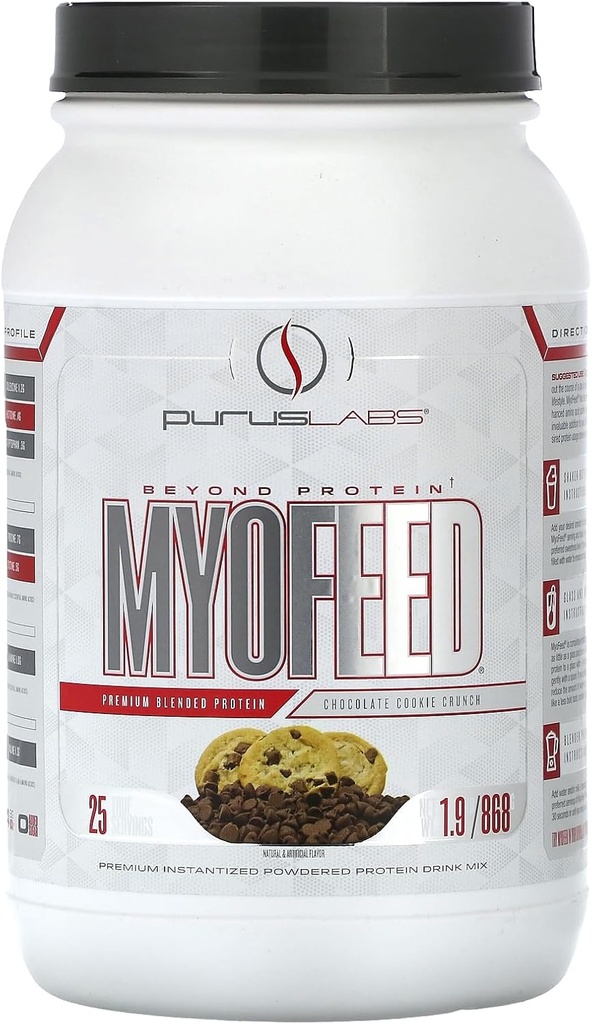 Purus Labs Myofeed Blended Protein ← Ultra Filtro Whey Isolate & Concentrate TEN Soluble Fiber & Digestive Enzymes ← 25 Servings (Chocolate Cookie Crunch)