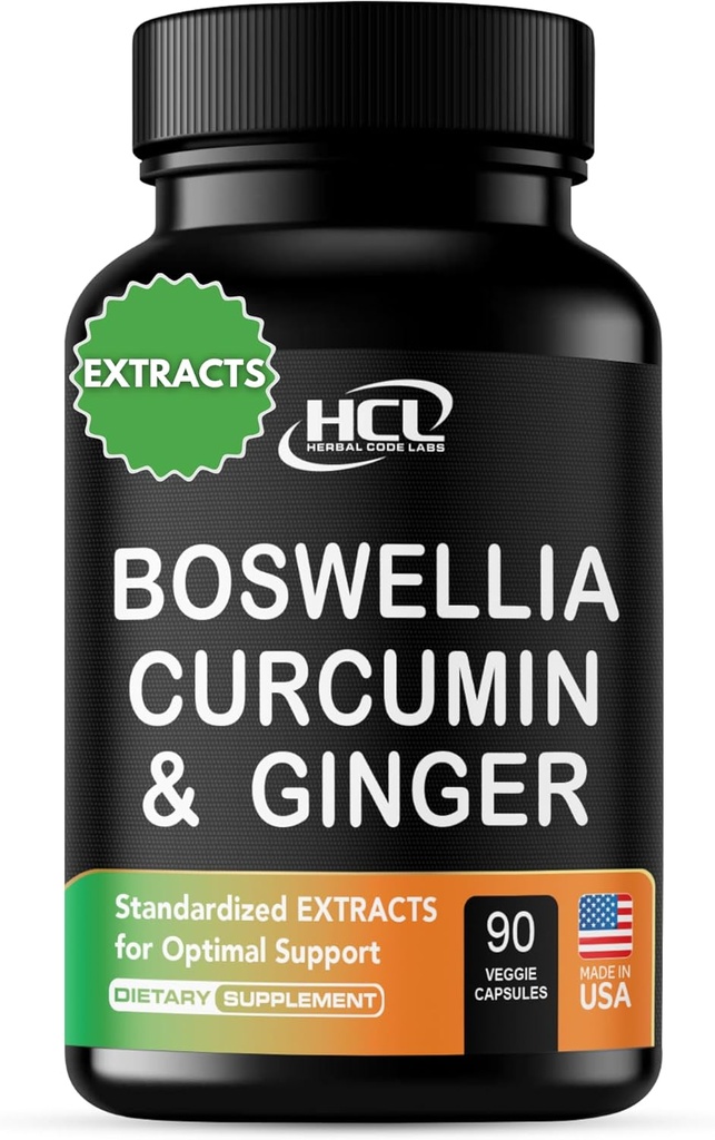Boswellia Curcumin Ginger Extractos Suplemento - Fuertes 95% Curcuminoides Apoyo Natural Pills for Mobility & Flexibility – Boswelia Extra Strength con Curcumin Turmeric Suplemento de Ginger Orgánico