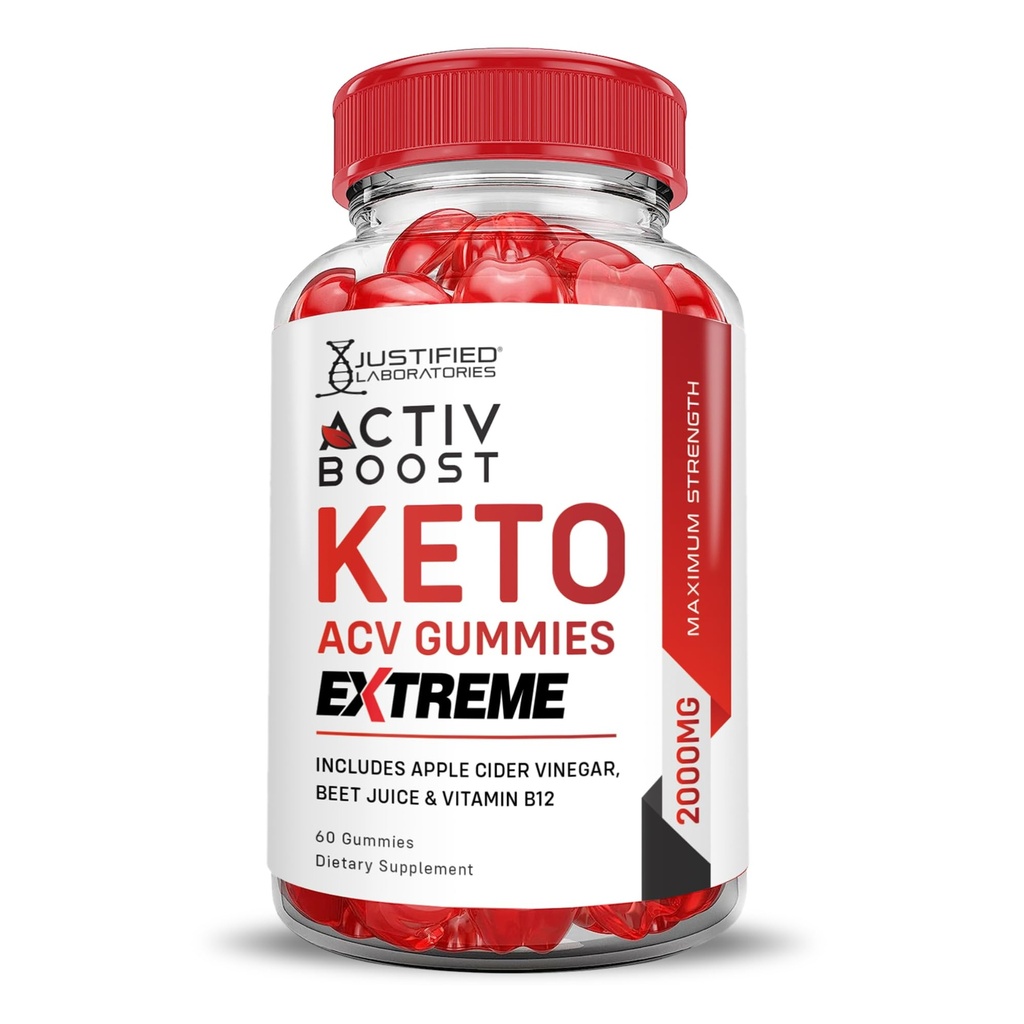 Justified Laboratories Activboost Keto Acv Gummies Extreme 2000MG Active Boost Keto Gummies Apple Cider Vinegar Activ Boost Formulado con Powder Pomegranate Beet B12 Vegan No GMO 60 Gummys