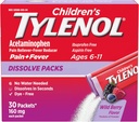 Children's Tylenol Dissolve Packs for Pain Relief, Fever Medication, 160 mg Acetaminophen, Dye Free, Kids' Powder Packets for Cold & Flu Symptom Relief; Wild Berry Flavor, 30 ct.; Pack of 1