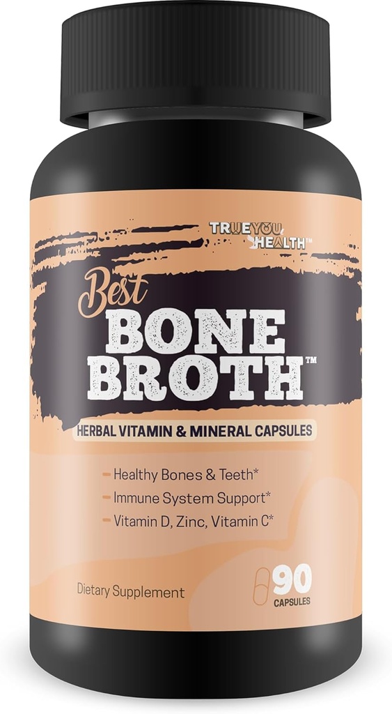 Best Bone Broth Capsules - Bone Health & Immunity Supplement - Bone Broth Powder Alternative Capsules - Bone Health Supplements Women Over 50 & Bone Health Supplements for Men - Vitamin D Bone Health