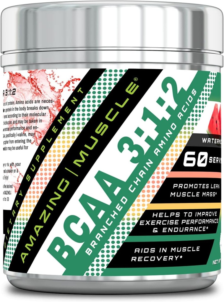 Increíble Musculo BCAA 3:1:2 Suplemento TENIDO 60000 Mg Por Serving TENIDO 60 Servings ANTE Watermelon Flavor