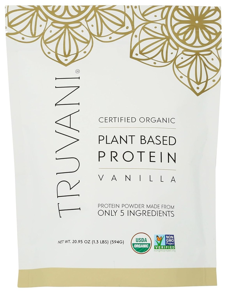 Truvani Vegan Pea Protein Powder Silencio Vanilla Silencio 20g Orgánica Planta Basada Proteína Por Servir Silencio 20 Servings  Keto ANTE Gluten " Dairy Free ← Bajo Carb Silencio No Añadido Sugar