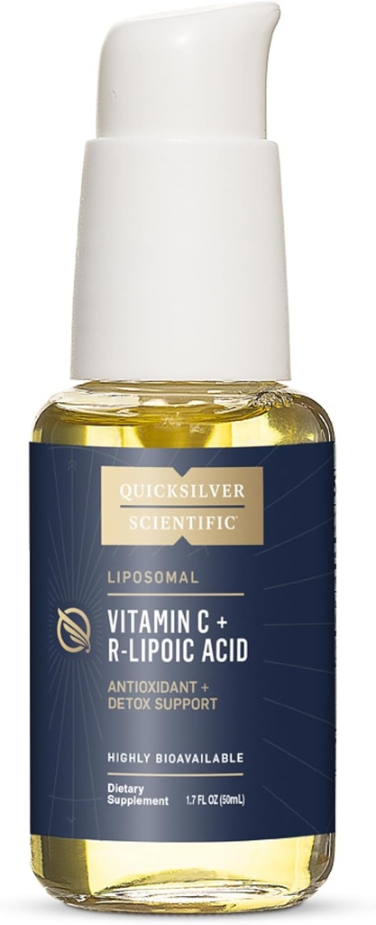 Quicksilver Scientific Vitamin C + R Lipoic Acid - Liposomal Vitamina C con RLA - Antioxidante, Detox &amp; Immune Support Suplemento - con Absorción Superior (50 ml)