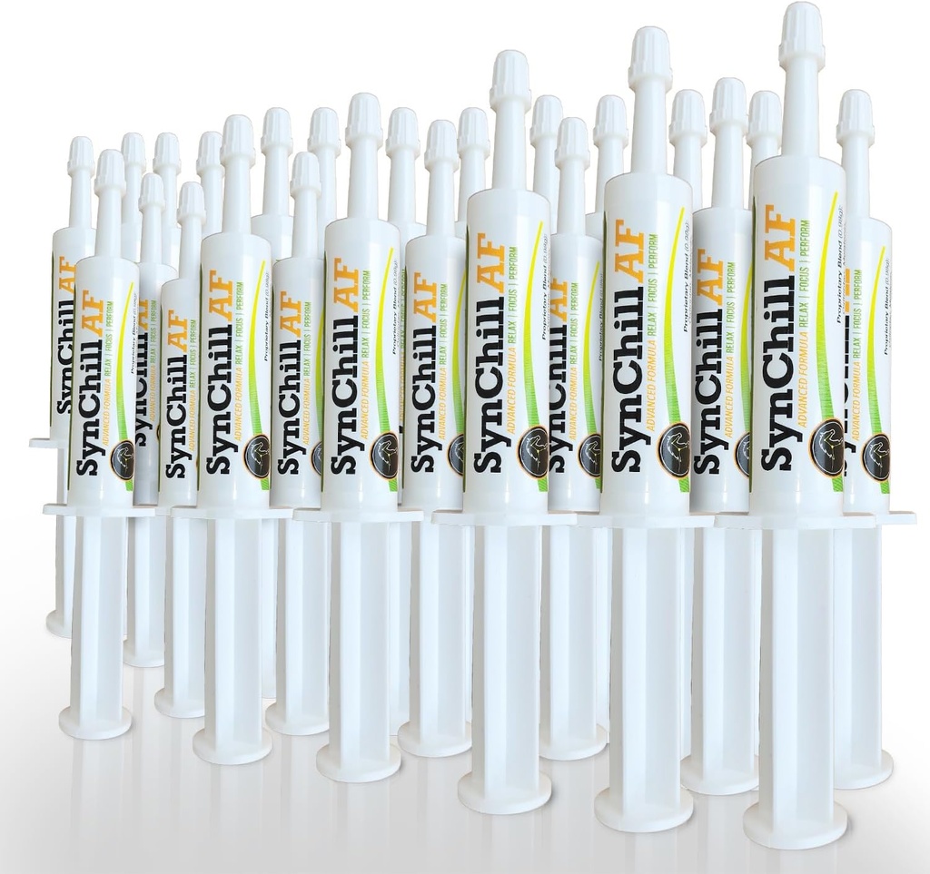 SinChill AF Calming Gel for Nervous Horses - Single Serving - Advanced Formula with L-Theanine, Mayor Potency, 100% Natural Supplement, Disposition & Confidence Support for Horses - 25 Pack