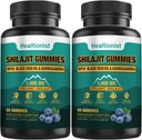 2 Packs 1000 MG Shilajit Supplement Gummies with 85+ Trace Minerals, Fulvic Acid, Pure Organic Shilajit Himalayan Gummy for Men &amp; Women, Energy, Brain, Immunity Suport - 120 Counts