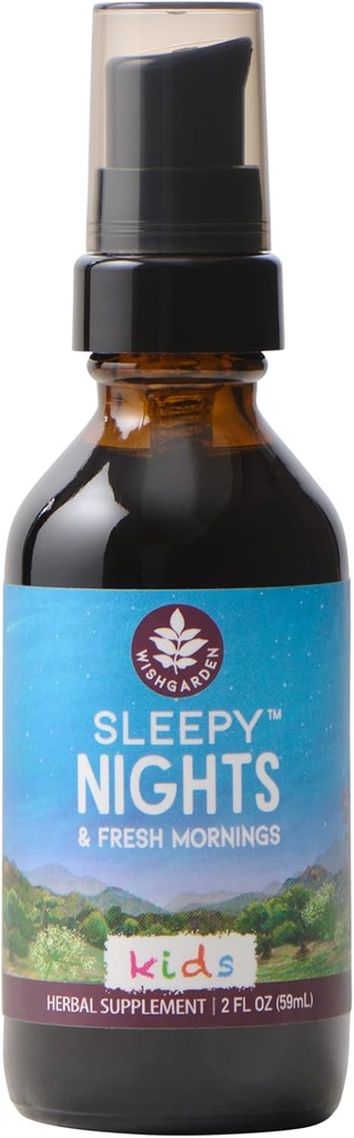 WishGarden Herbs Sleepy Nights for Kids - All-Natural Herbal Sleep Aid Tincture Sin Melatonin, Organic Sleep Supplement with Passionflower & Scullcap, Supports Safe and Restful Deep Sleep, 2oz