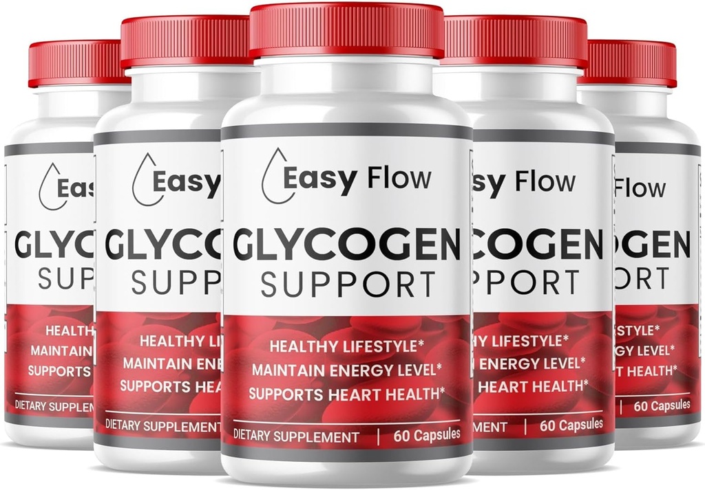 (5 Pack) Easy Flow Glycogen Support Capsules, Premium EasyFlow Glyco Optimizer Formula, Natural Blood Vessel Cleaner, Natural Ingredients (300 cápsulas)