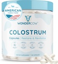WONDERCOW Colostrum Capsules Suplemento para Gut Health, Immune Support, Muscle Recovery & Wellness ← Natural IgG Puro Bovine Colostrum Superfood, Unflavored, 30 Servimientos