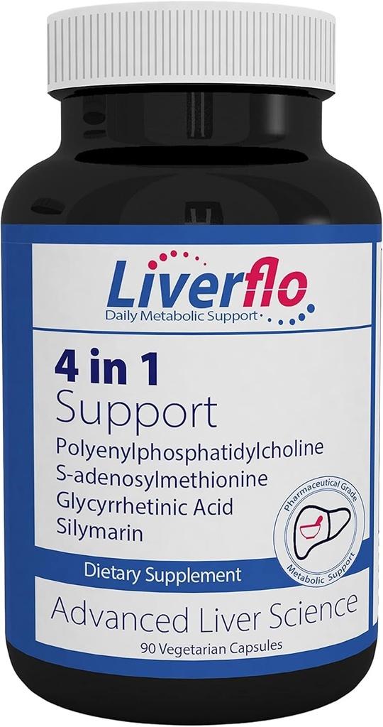 Nutrasal LiverFlo Liver Support PPC Polyenylphosphatidylecholine S-adesnosylmethionine Glycyrrhetinic Acid Silymarin Suplemento Vegetarian Capsules