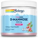 SOLARAY D-Mannose with CranActin Cranberry AF Extract Powder, 2000 mg, 400 mg de extracto de arándano, Healthy Urinary Tract Support, Organic Natural Flavors, 30 Servings, 8 oz
