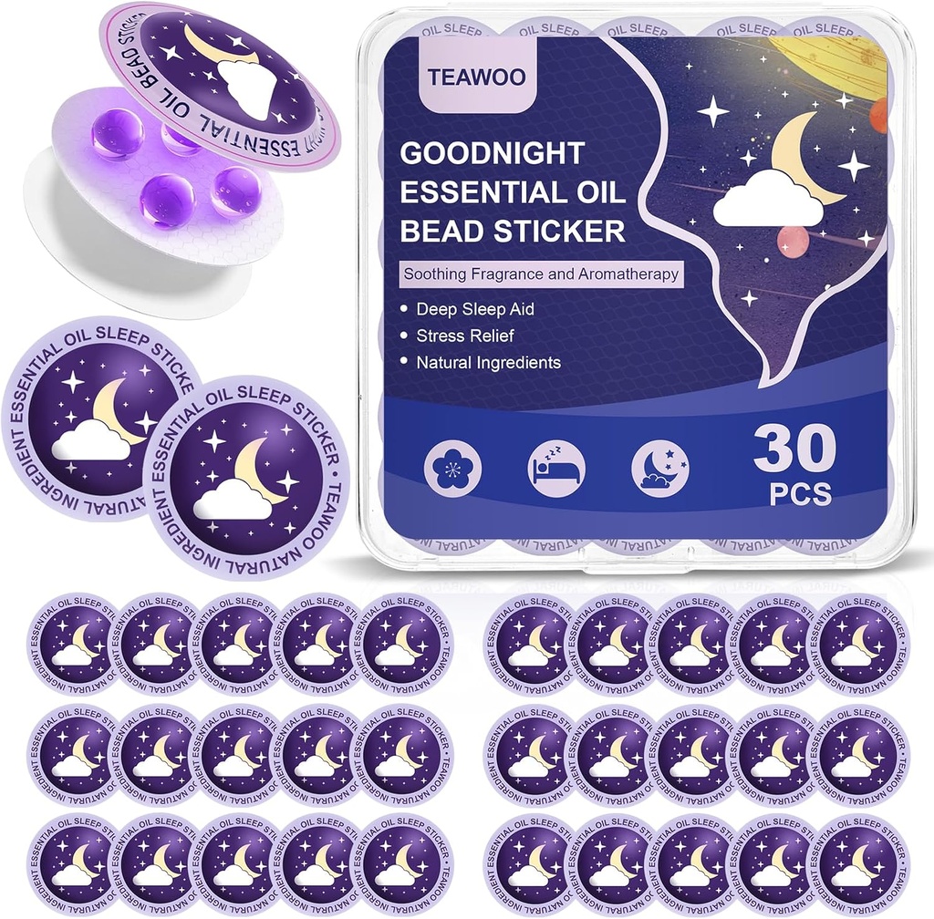 Patches para el sueño para adultos y niños, Goodnight Sleep Oil Bead Patches de Ayuda para el sueño (30 PCS, Servir hasta 120 noches), Fórmula de Sueño Dulce Actualizada con ingredientes vegetales 100% naturales