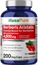 NusaPure Berberine HCI 20:1 Extracto, 225 mg Equivalente a 4.500mg - 200 Veggie Caps - (Vegetariano, No GMO, Vegan)