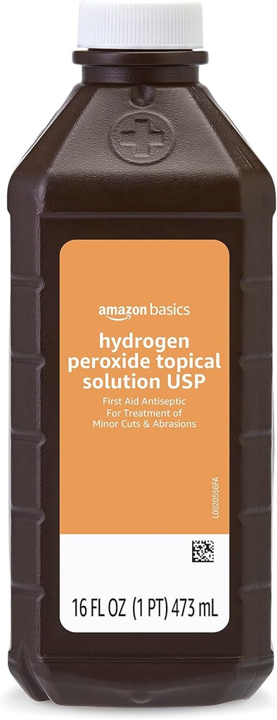 Basics Hydrogen Peroxide Solución tópica USP, First Aid Antiseptic for Cuts, Scrapes and Wound Disinfection, 16 fl oz, Pack of 1 (antes Solimoi)