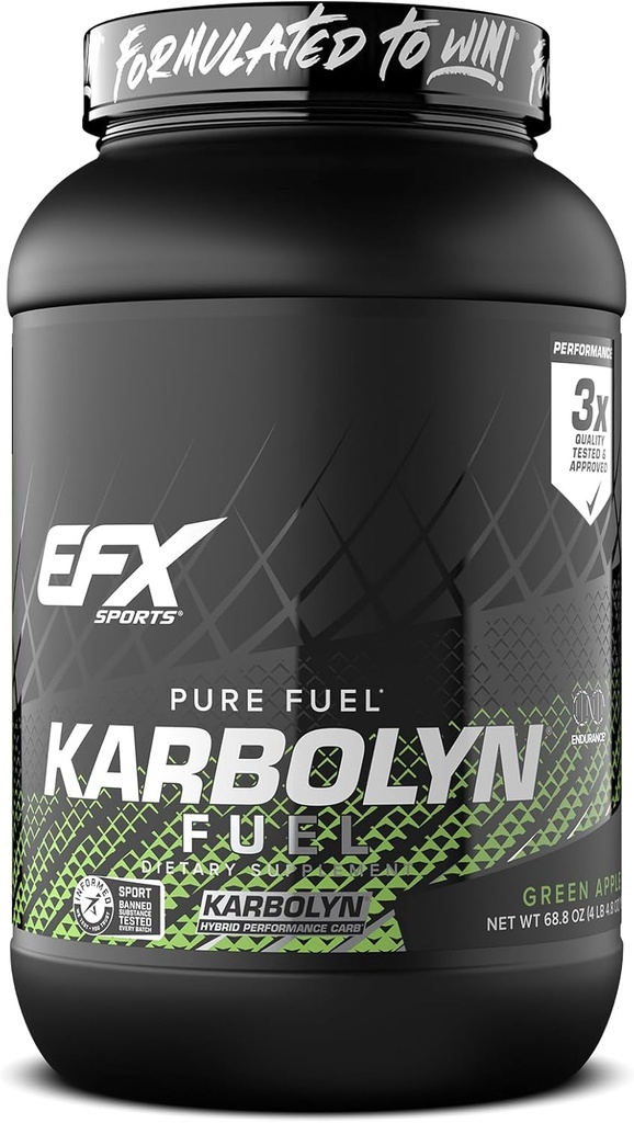 EFX Sports Karbolyn Fuel ← Fast-Absorbing Carbohydrate Powder ← Carb Load, Sostened Energy, Quick Recovery TEN Stimulant Free ← 35 Servings (Gran Apple)