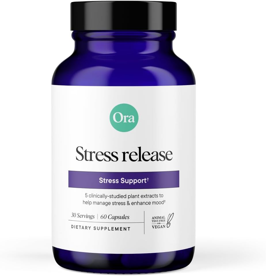 Ora Organic - Suplemento de Alivio de Estrés - Soportes Mood & Mental Focus - Feel Calm & Relaxed - Sensoril Ashwagandha, Saffron, Ginseng, L-Theanine, Lemon Balm - 60 cápsulas