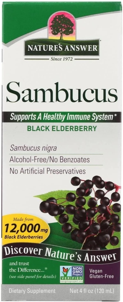 Respuesta de la naturaleza Sambucus Suplemento dietético, Original para soporte diario y antioxidante Silencio Hecho en los EE.UU.