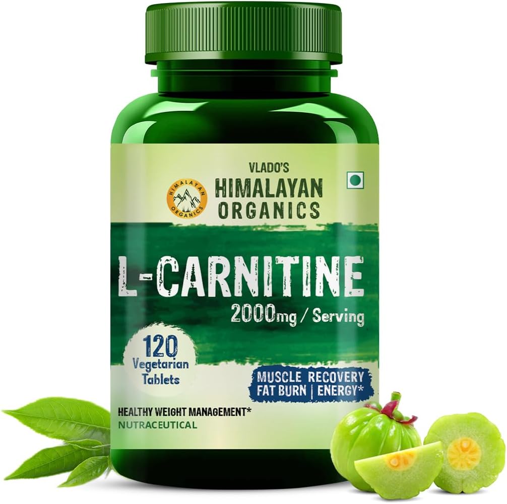 Himalayan Organics L-Carnitine L-Tartrate with Green Tea Extract 2000 Mg ¦ Healthy Weight Management ¦ Apoya Muscle Recovery, Boost Energy, Endurance and Fat Burn -120 Vegetarian Tablets