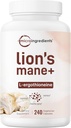 Micro Ingredientes Lions Mane Supplement Capsules, 240 Veggie Capsules with L-Ergothioneine, 4 Month Supply ← Brain, Energy, & Immune Health Support ← Non-GMO