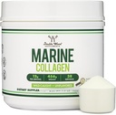 Suplementos de madera doble Pólvora de colágeno marino (1 LB / 16 OZ de Péptidos de colágeno marino de disuelve rápido) Wildcaught, Unflavored, Micronized - Scoop Included, No Fillers (38 Servimientos de 12 gramos cada uno)