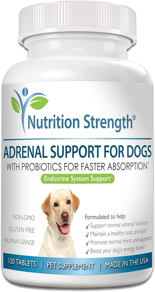 Soporte Adrenal para Perros, Soporte para Perros con Enfermedad de Cushing, Mantener una Carne y Esquí saludables, Promueve la Urination normal, Thirst y Appetite, 120 Tablas Chewable